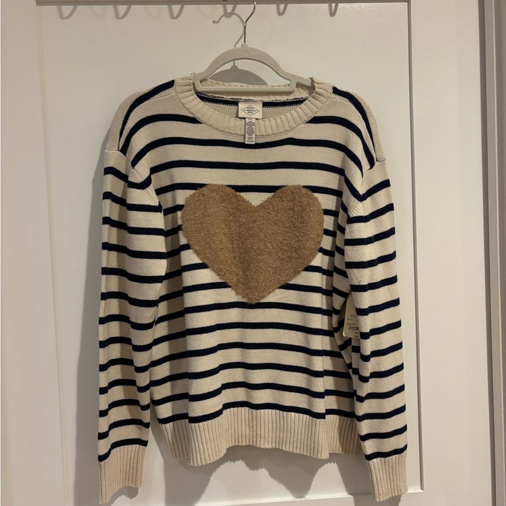 NWT St. John’s Bay Striped Sweater with Heart